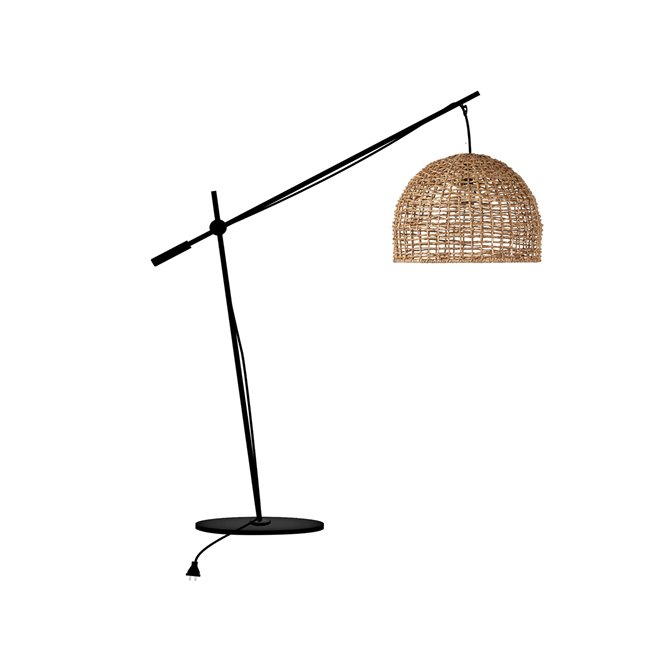 Lampa stojąca zewnętrzna z wiklinowym abażurem
